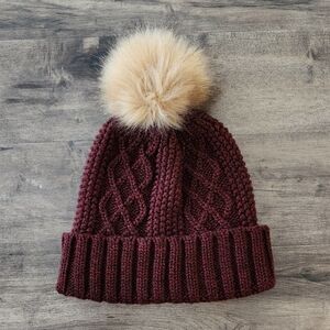 Urban Outfitters Cable Knit Pom Beanie Hat OSFM